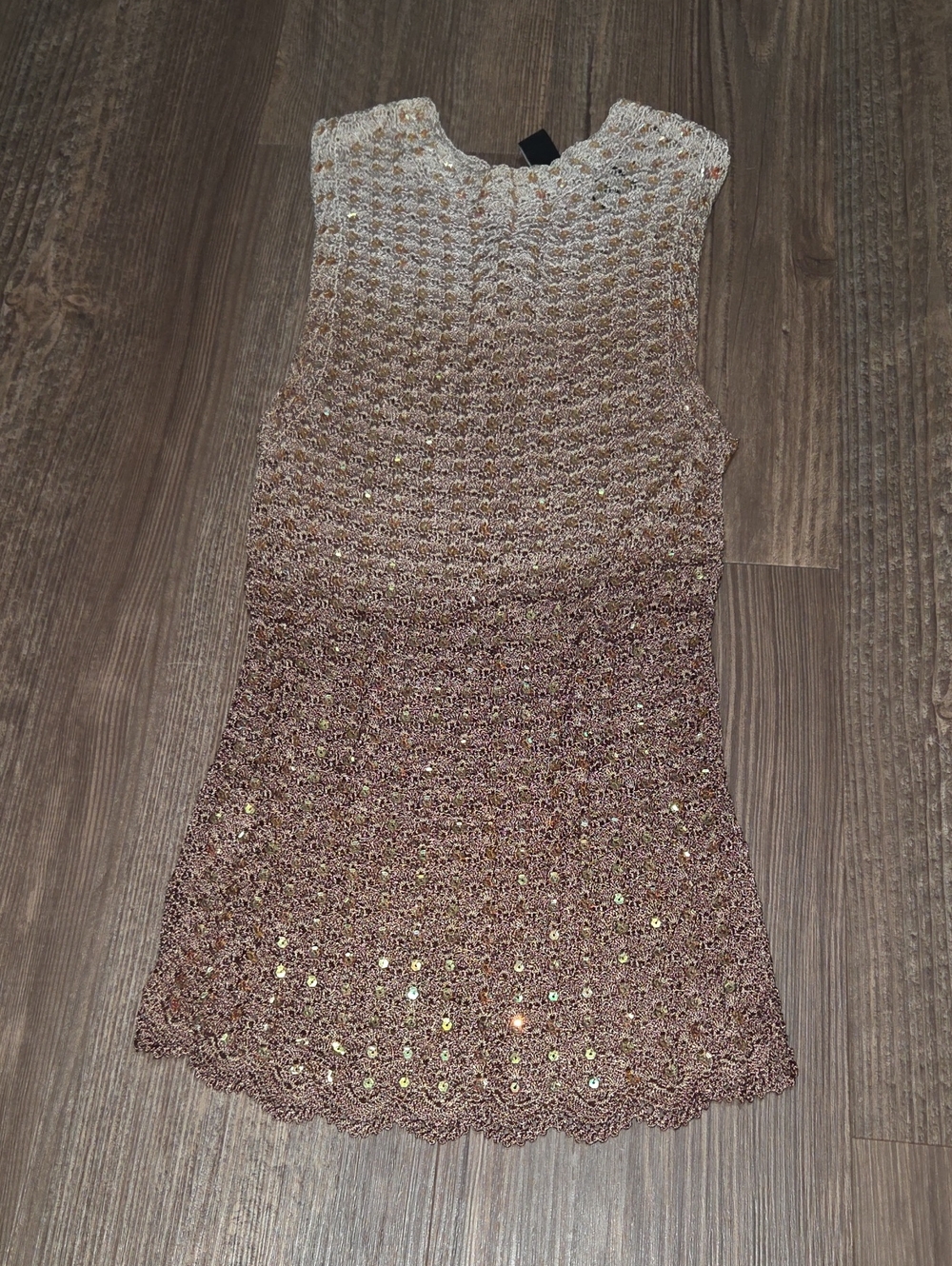 Sleeveless Windsor Crochet Sequin Ombre Cream to Brown